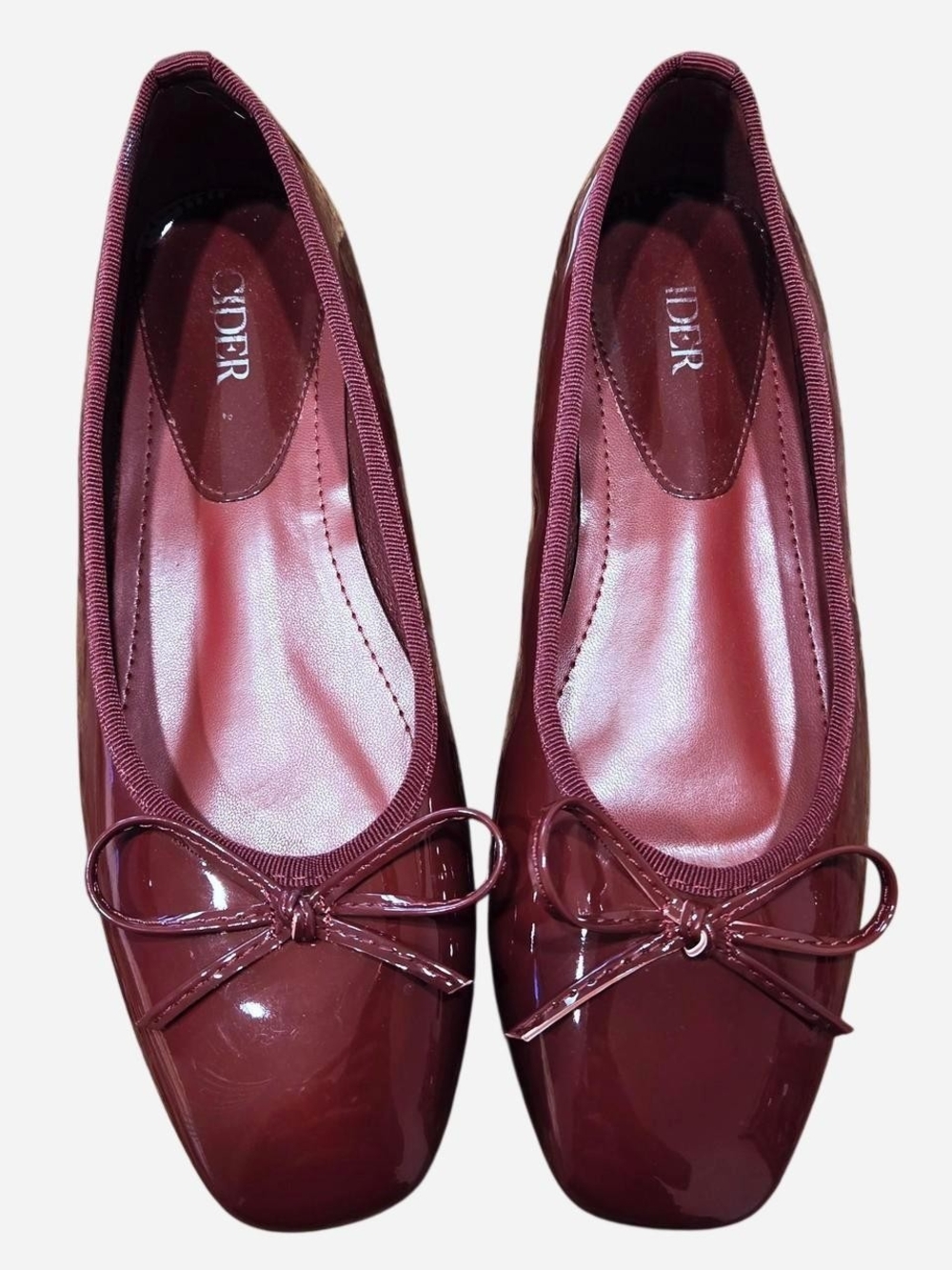Cider Bowknot ballet flats square toe coquette burgundy wine size 7